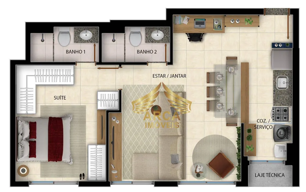 Apartamento, 2 quartos, 57 m² - Foto 3