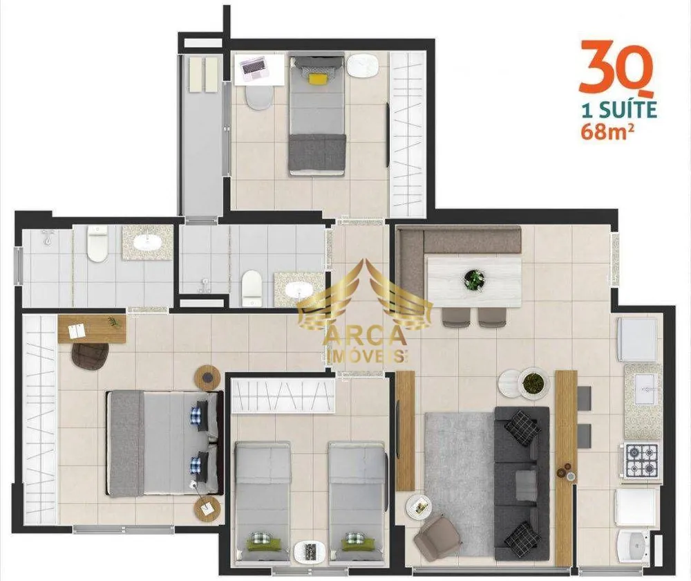 Apartamento, 2 quartos, 55 m² - Foto 3