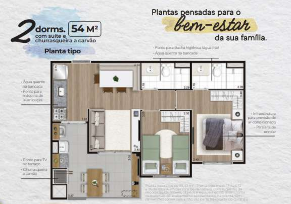 Apartamento à venda com 2 quartos, 54m² - Foto 1