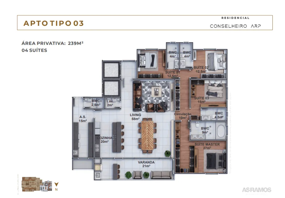 Apartamento, 4 quartos, 239 m² - Foto 2