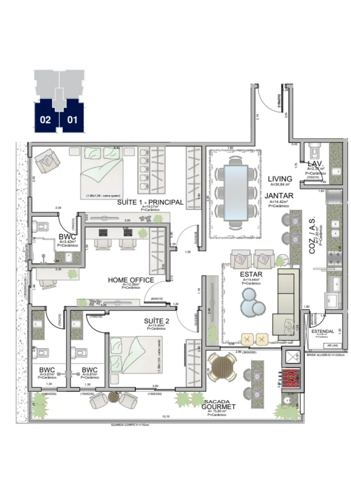 Apartamento, 3 quartos, 129 m² - Foto 3