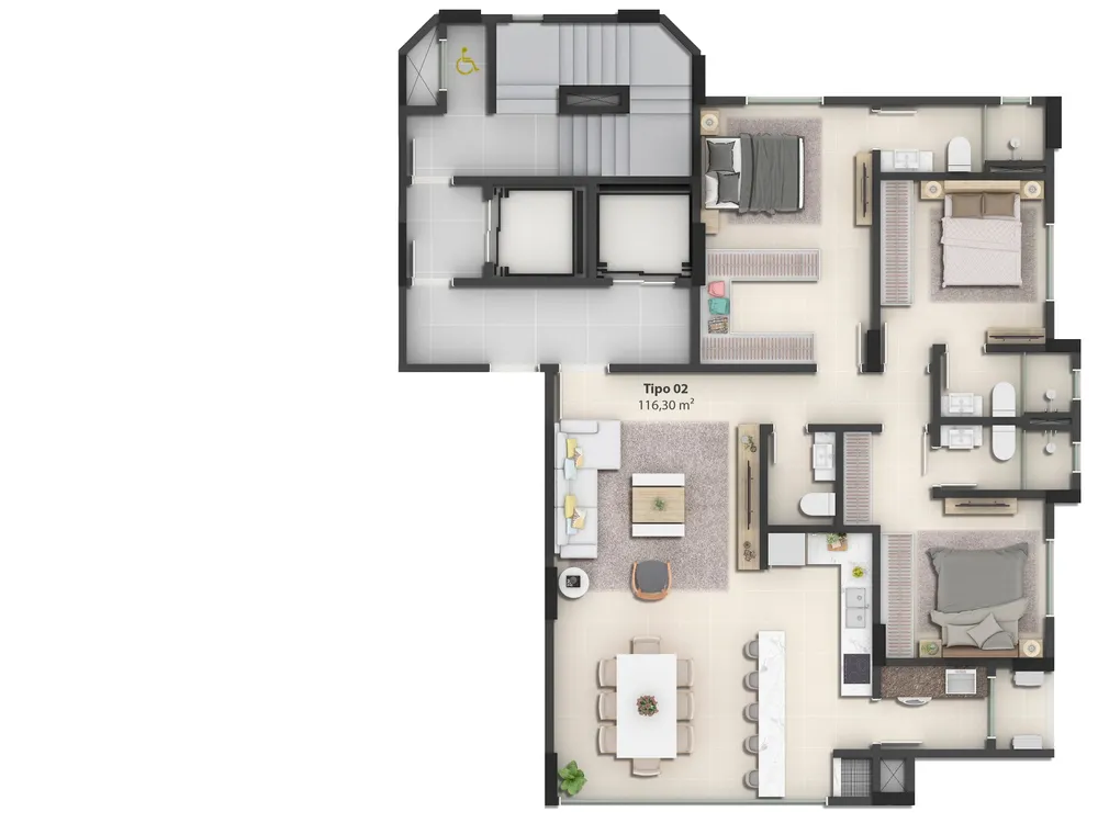 Apartamento, 3 quartos, 116 m² - Foto 3