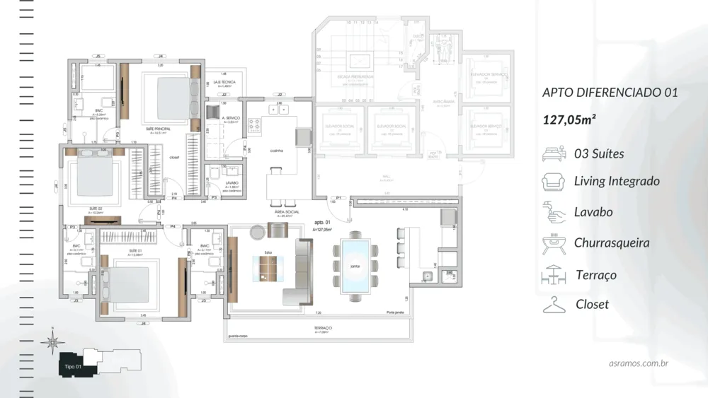 Apartamento, 3 quartos, 127 m² - Foto 4