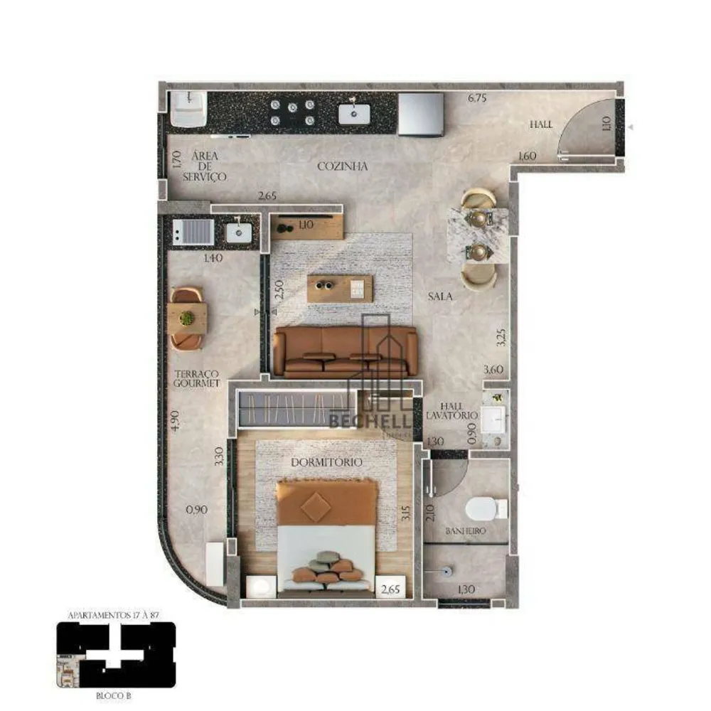 Apartamento, 1 quarto, 44 m² - Foto 1