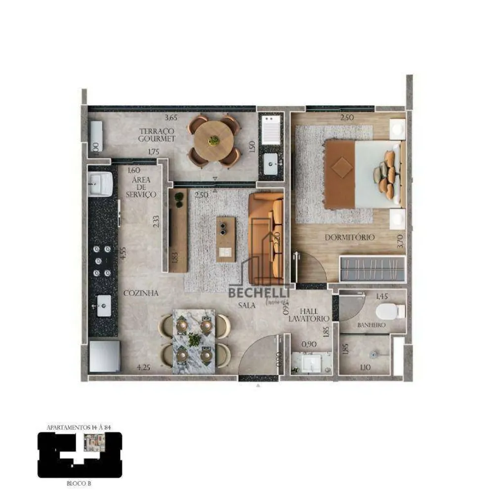 Apartamento, 1 quarto, 42 m² - Foto 1