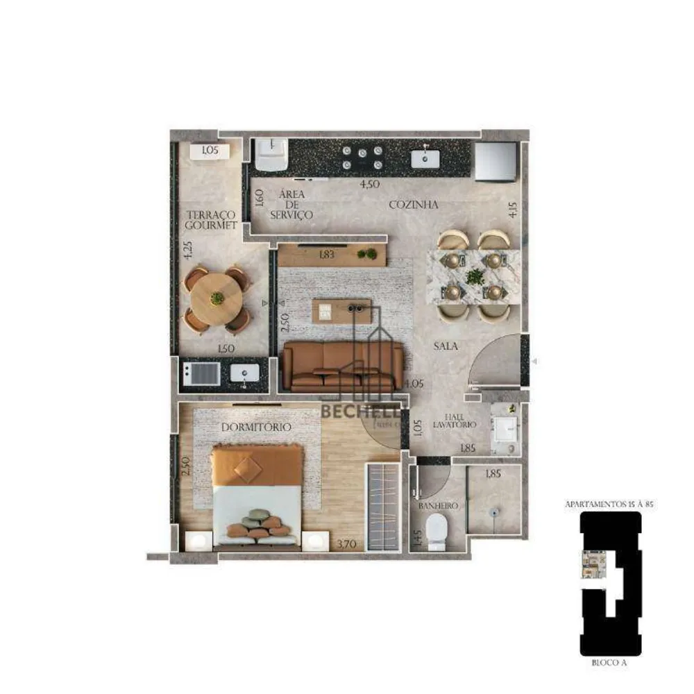 Apartamento, 1 quarto, 42 m² - Foto 1