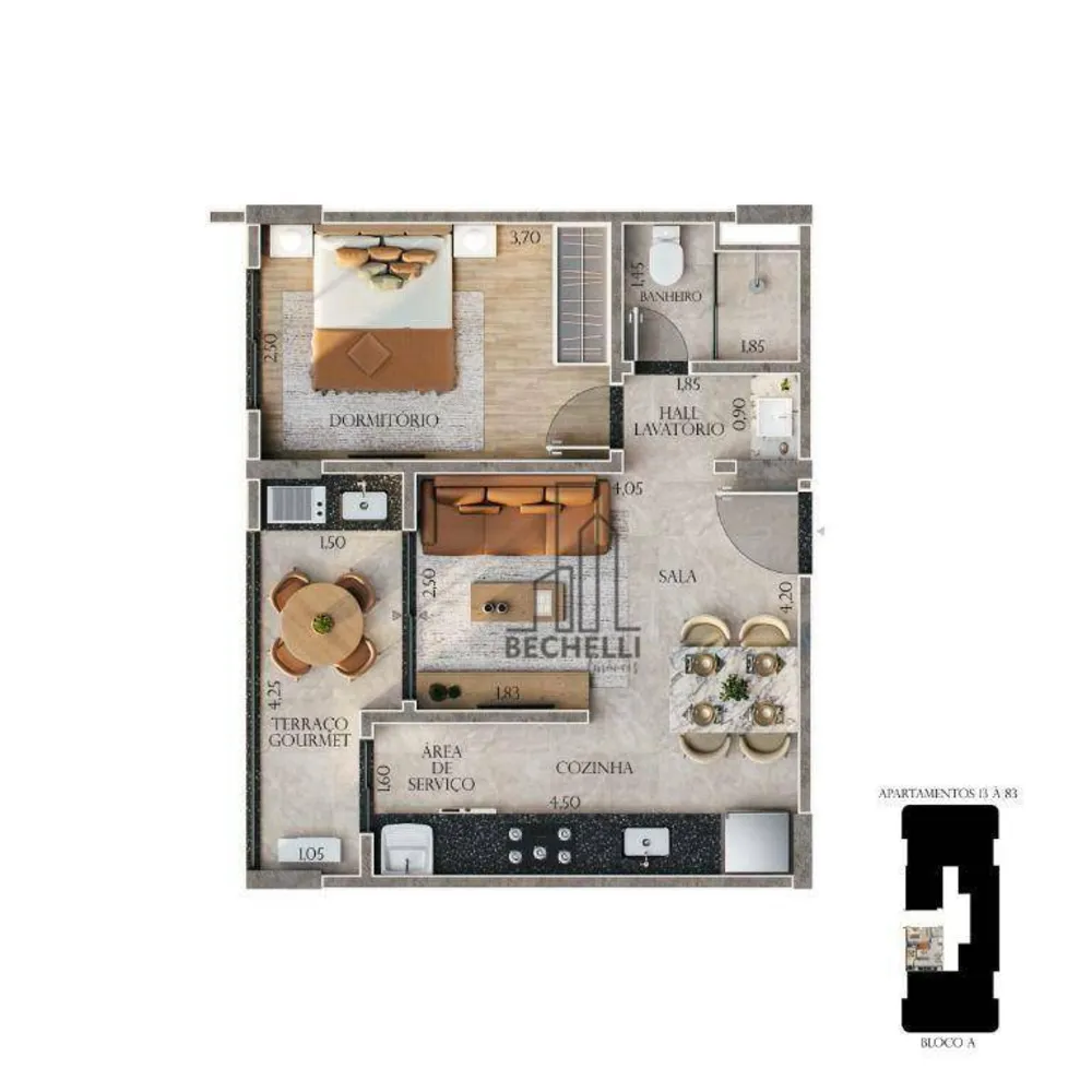 Apartamento, 1 quarto, 42 m² - Foto 1