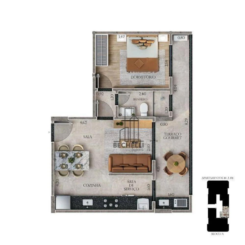 Apartamento, 1 quarto, 48 m² - Foto 1