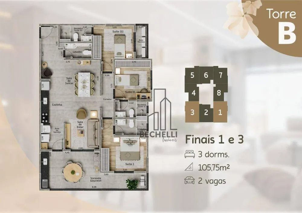 Apartamento, 3 quartos, 105 m² - Foto 1