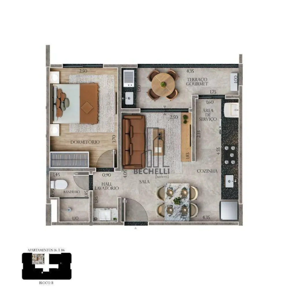 Apartamento, 1 quarto, 43 m² - Foto 1