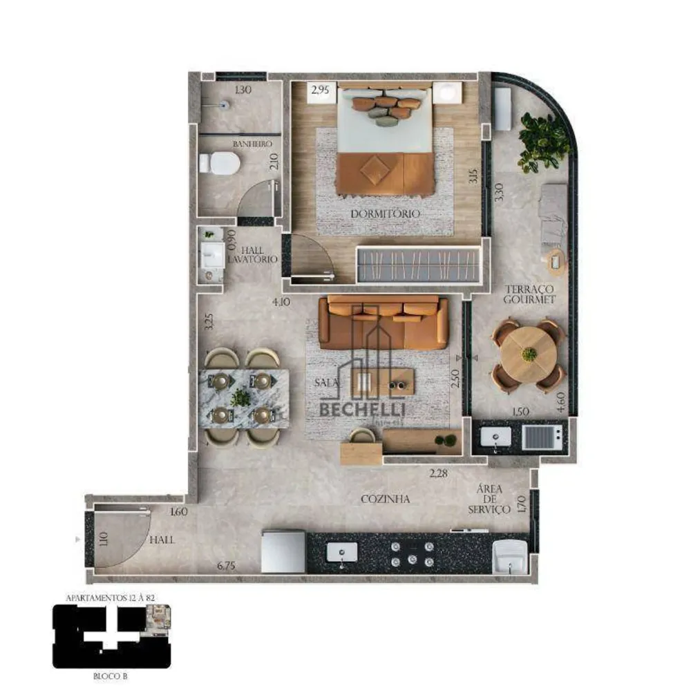 Apartamento, 1 quarto, 47 m² - Foto 1