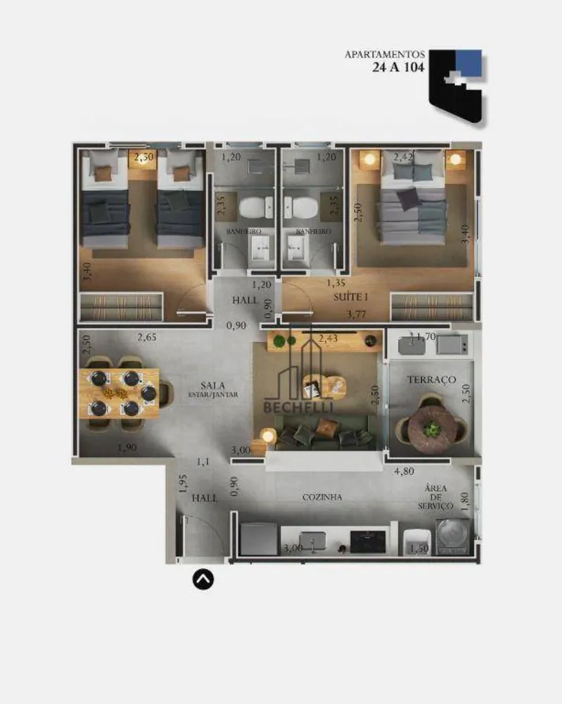 Apartamento, 2 quartos, 79 m² - Foto 11