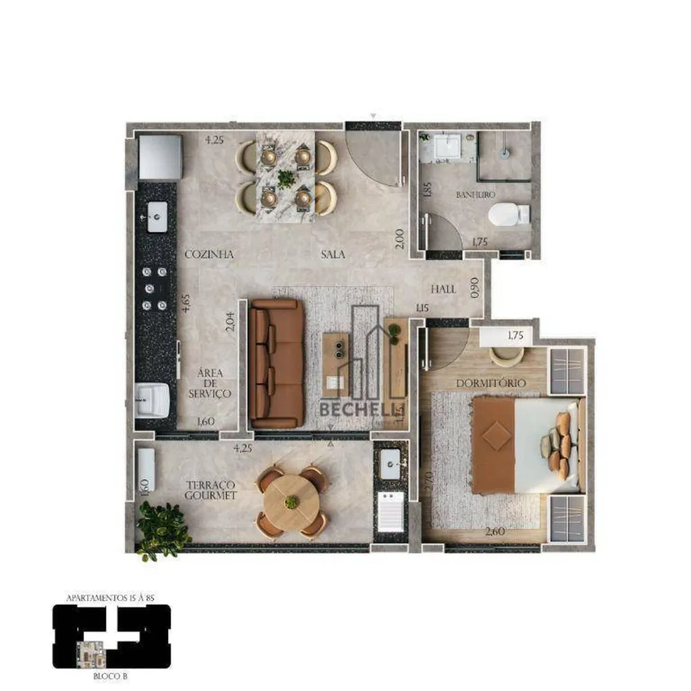 Apartamento, 1 quarto, 44 m² - Foto 1