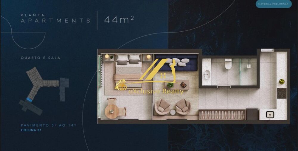 Apartamento, 1 quarto, 35 m² - Foto 3