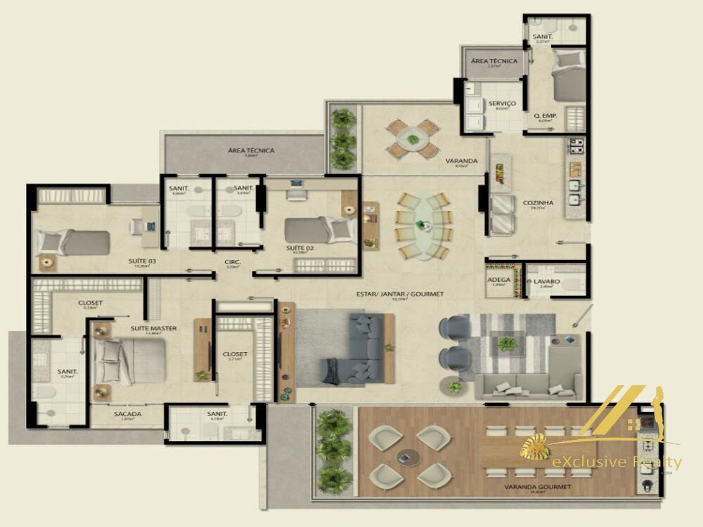 Apartamento, 3 quartos, 210 m² - Foto 1