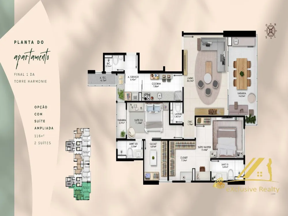 Apartamento, 3 quartos, 116 m² - Foto 1