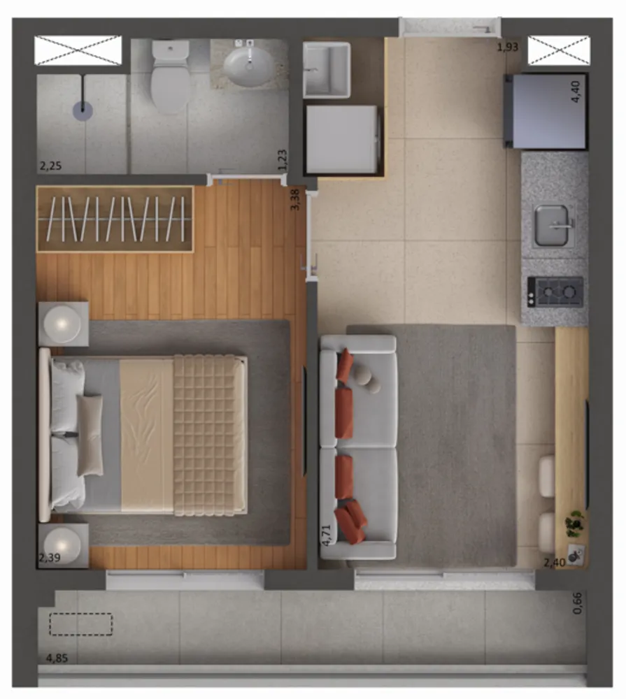Apartamento, 2 quartos, 44 m² - Foto 3