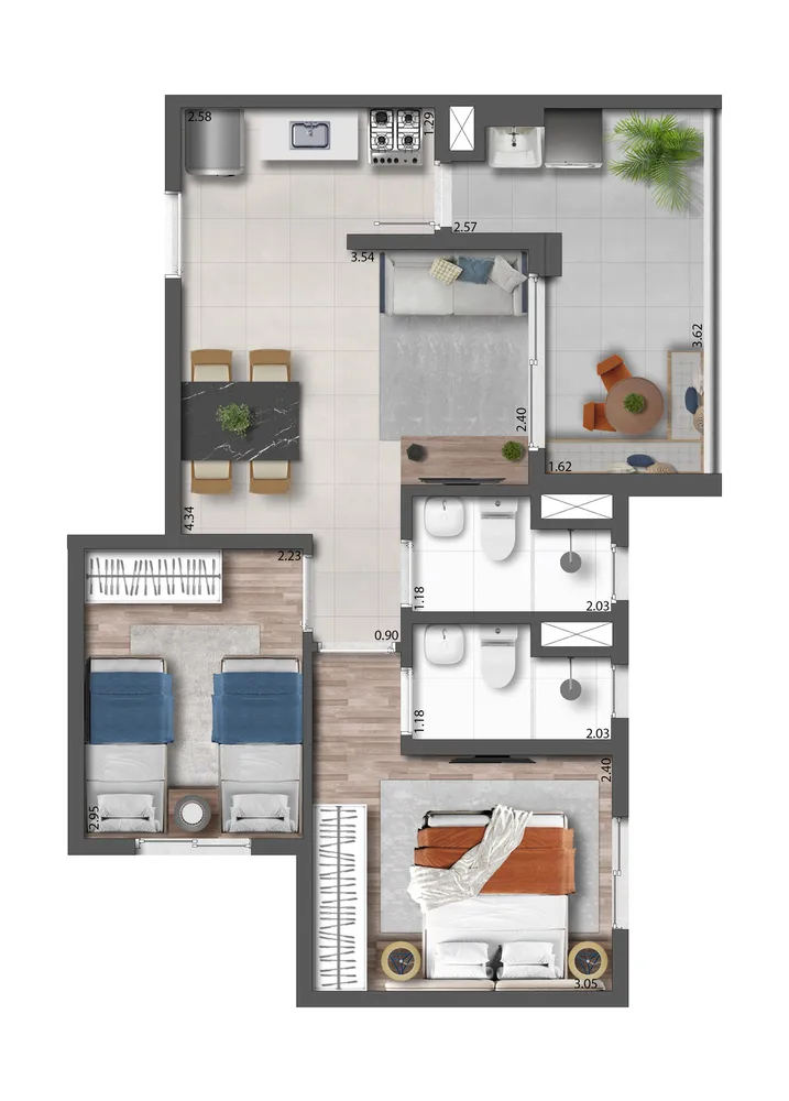 Apartamento, 2 quartos, 47 m² - Foto 3