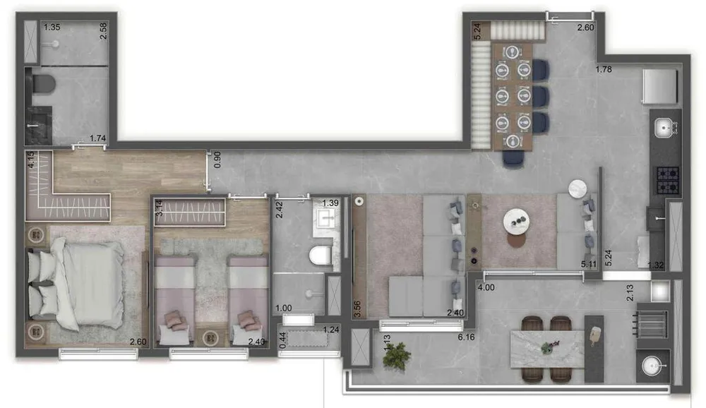 Apartamento, 3 quartos, 104 m² - Foto 2
