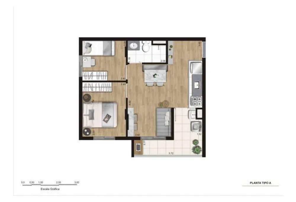 Apartamento, 2 quartos, 42 m² - Foto 2