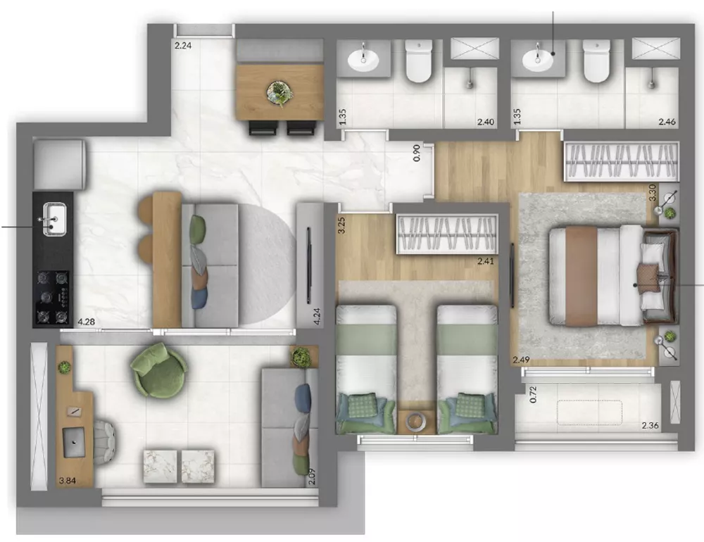 Apartamento, 2 quartos, 61 m² - Foto 1