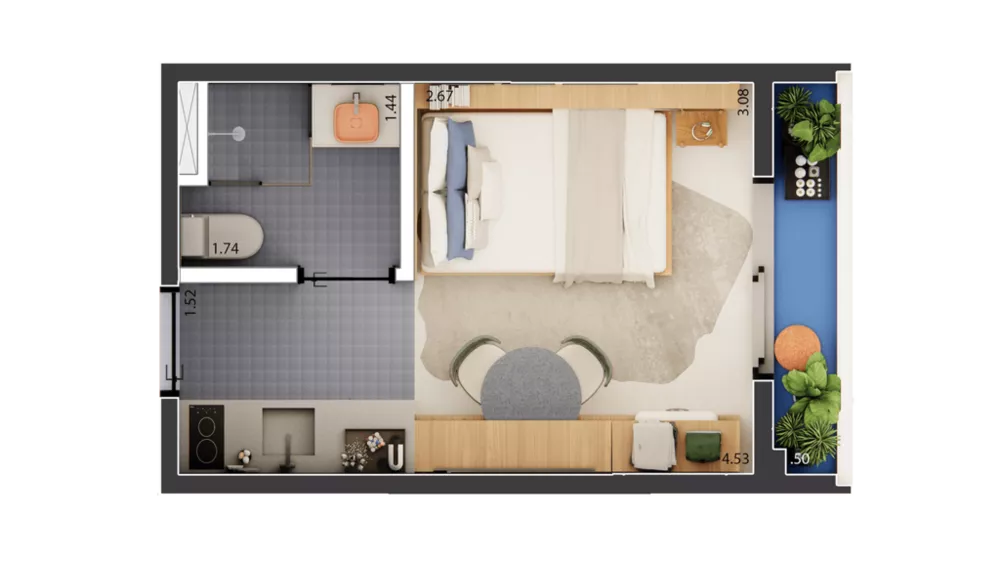 Apartamento, 1 quarto, 17 m² - Foto 3