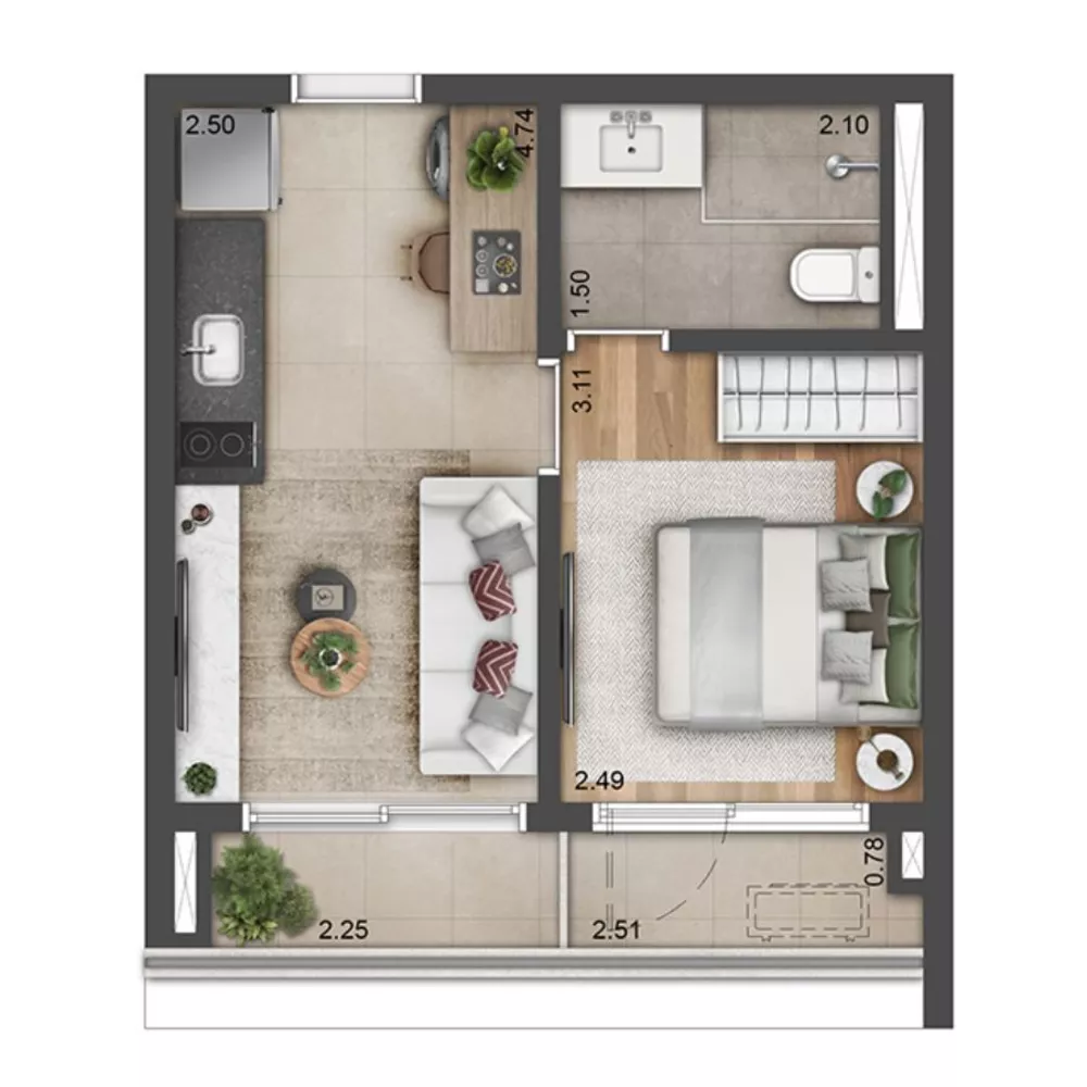 Apartamento, 1 quarto, 33 m² - Foto 3