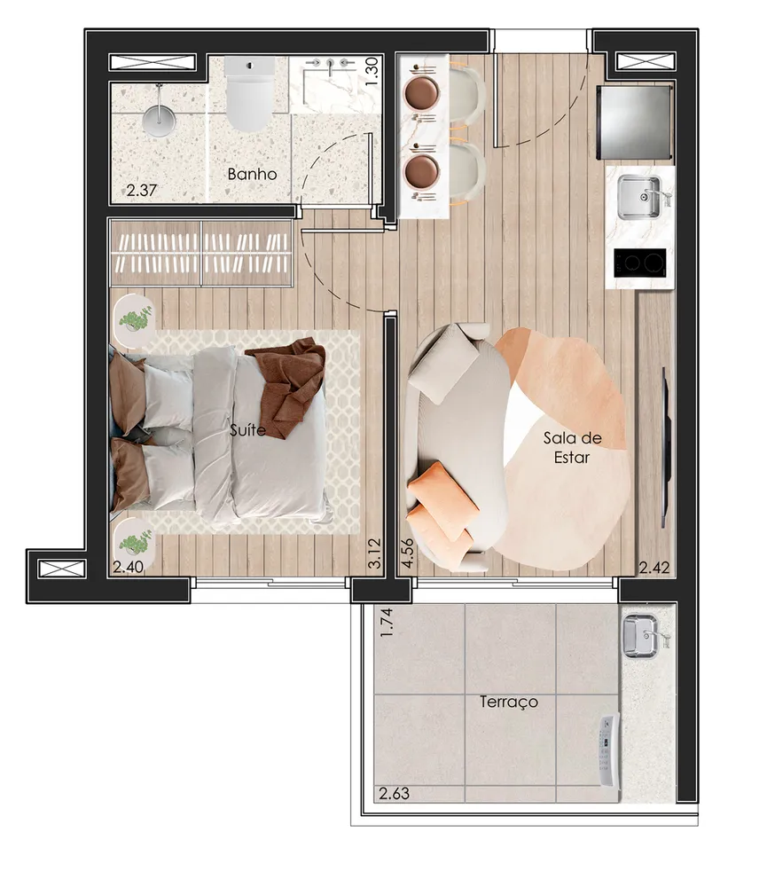 Apartamento, 1 quarto, 31 m² - Foto 1