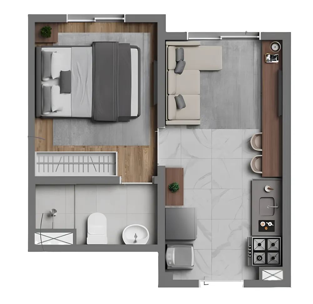 Apartamento, 1 quarto, 24 m² - Foto 2