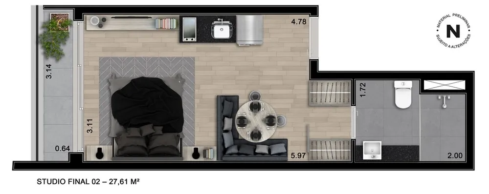 Apartamento, 1 quarto, 32 m² - Foto 2
