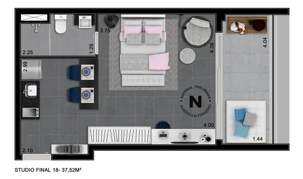 Apartamento, 1 quarto, 32 m² - Foto 3