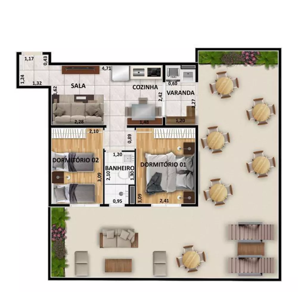 Apartamento, 2 quartos, 61 m² - Foto 3
