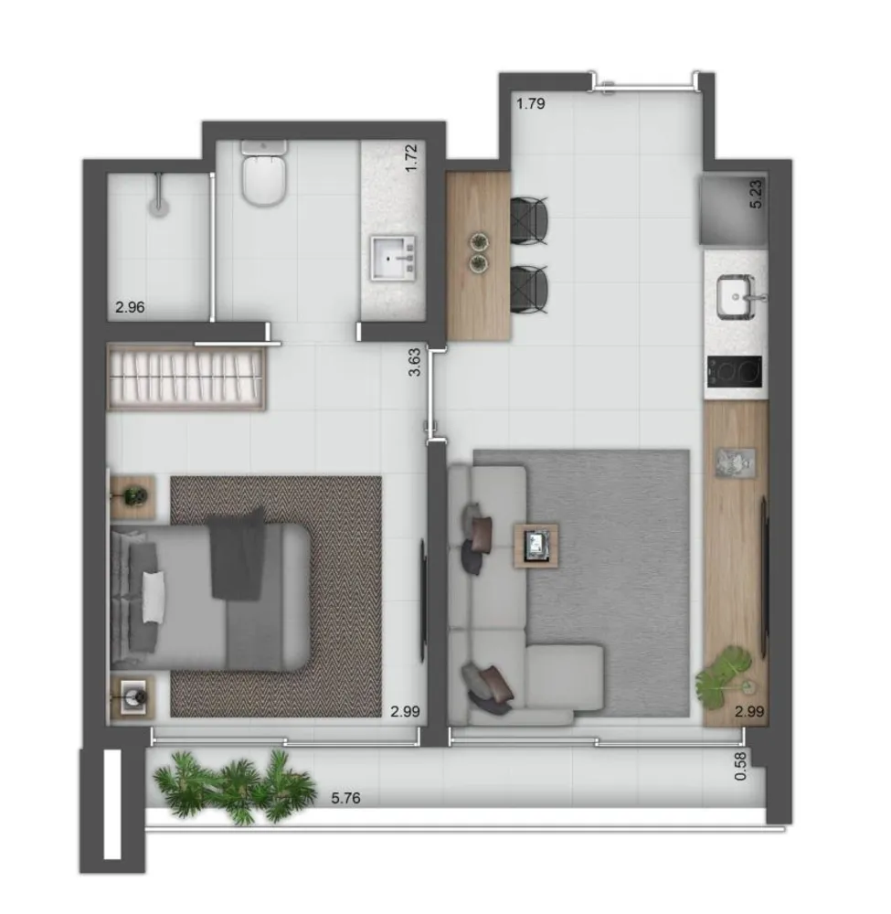 Apartamento, 1 quarto, 35 m² - Foto 1