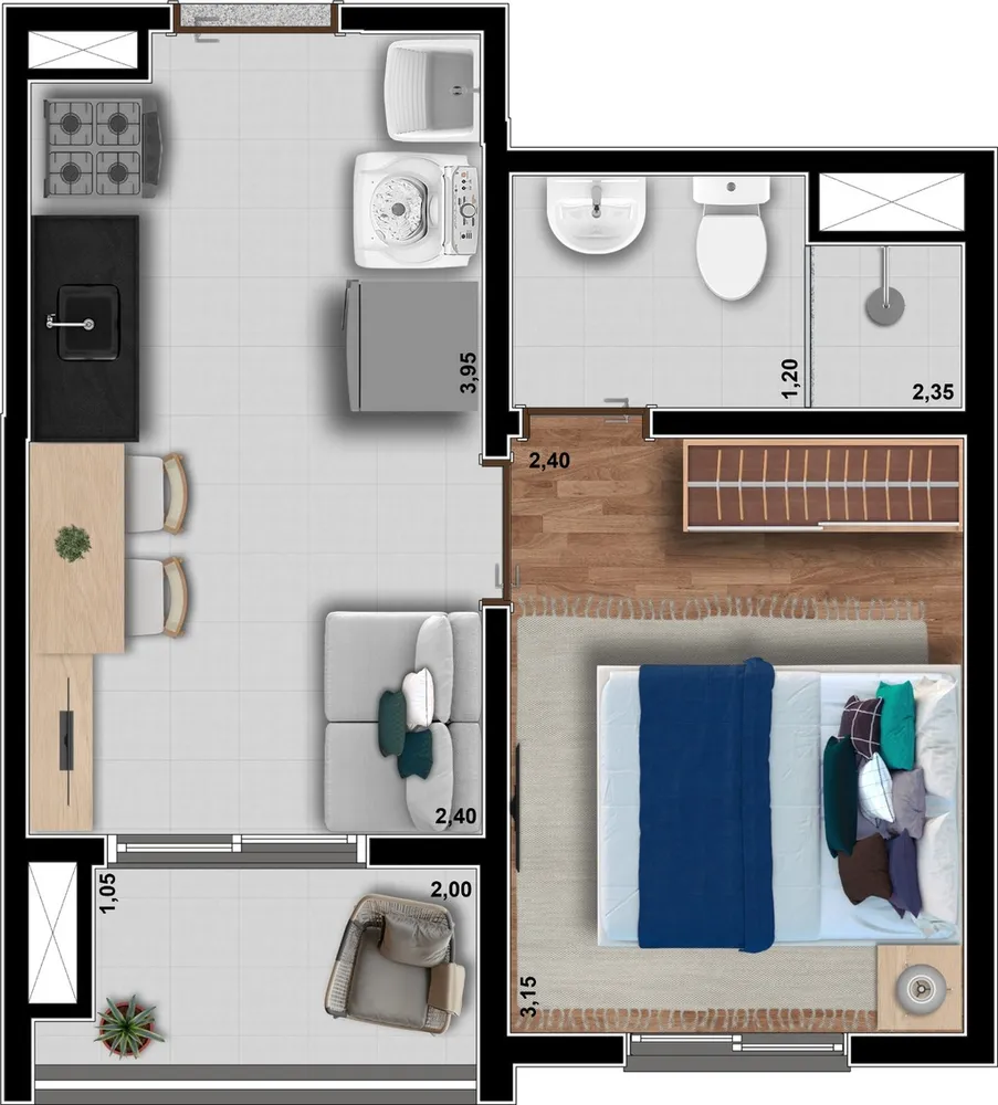 Apartamento, 3 quartos, 55 m² - Foto 2