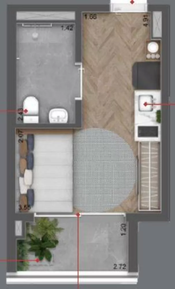 Apartamento, 1 quarto, 34 m² - Foto 2