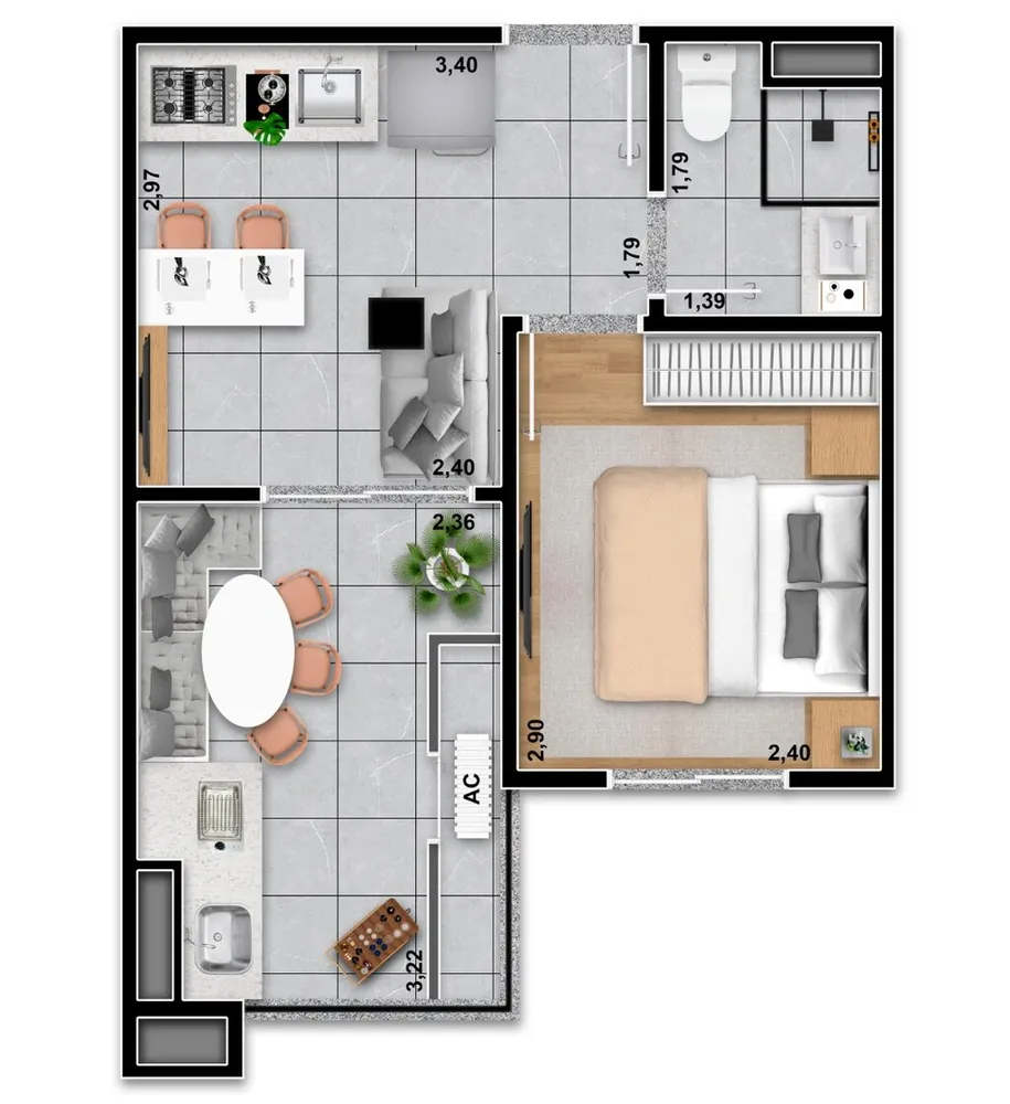 Apartamento, 2 quartos, 40 m² - Foto 3
