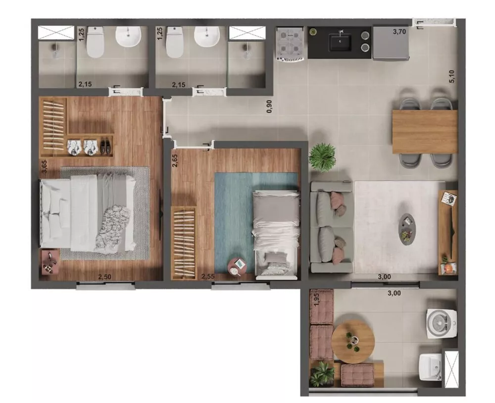 Apartamento, 2 quartos, 52 m² - Foto 11