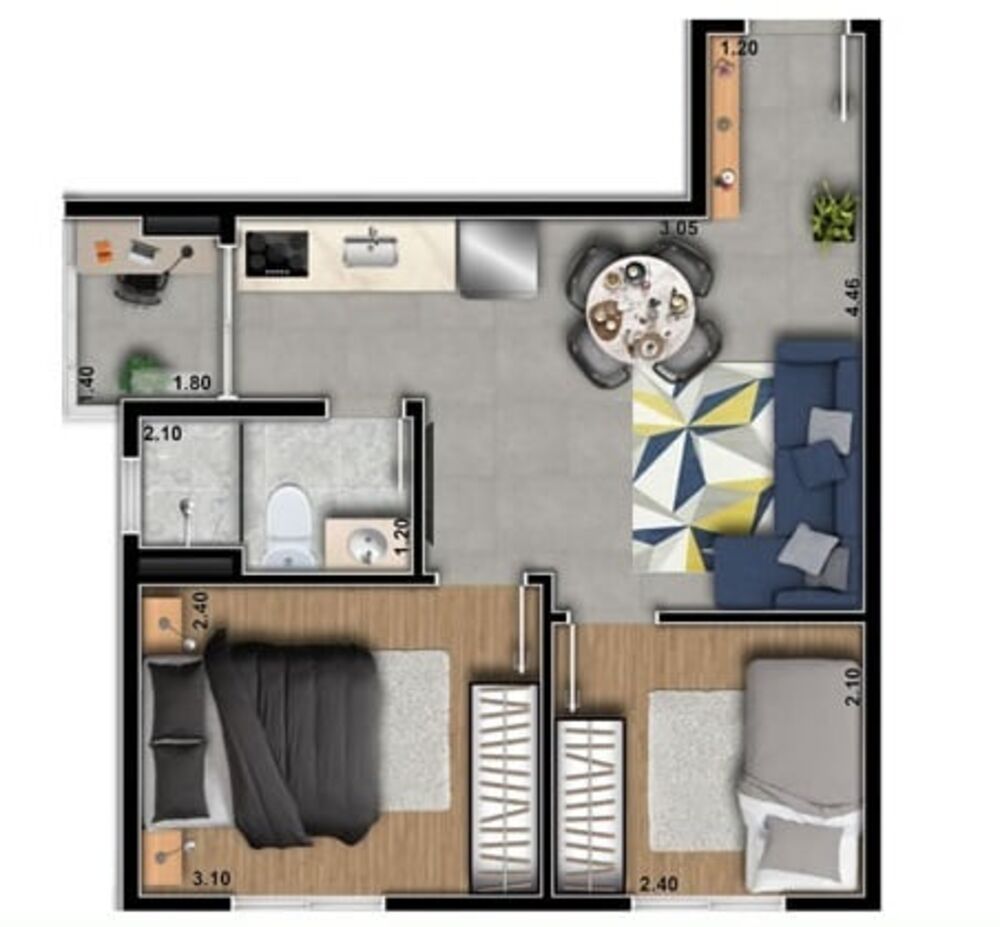 Apartamento à venda com 2 quartos, 44m² - Foto 4