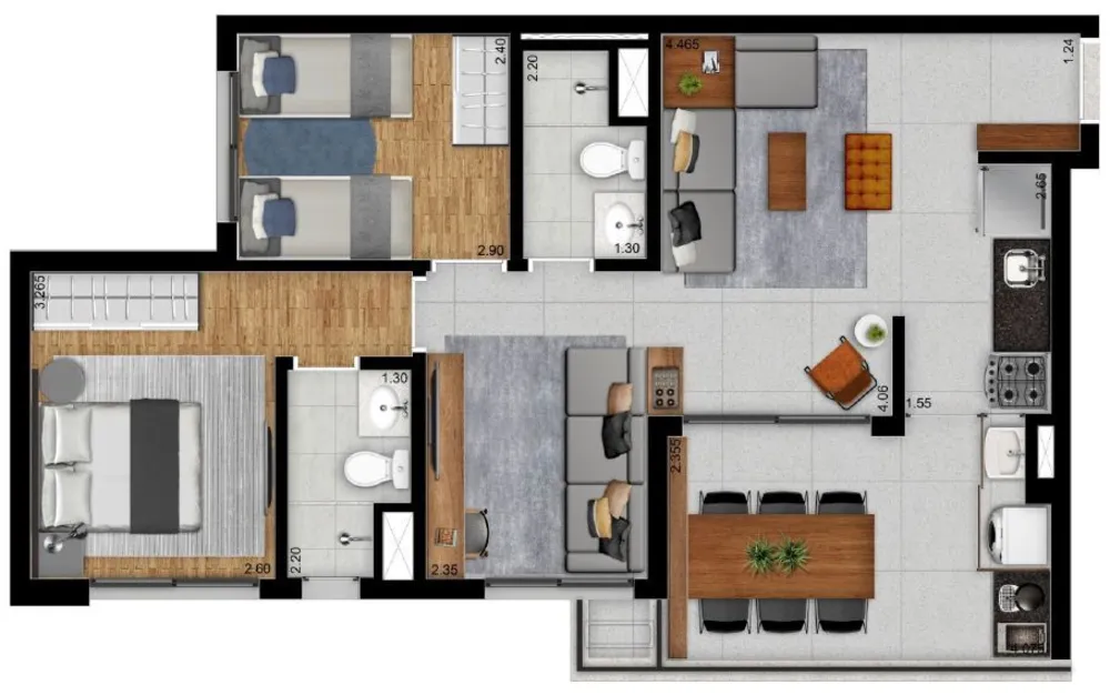 Apartamento, 3 quartos, 68 m² - Foto 4