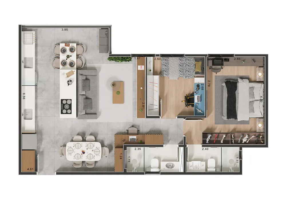 Apartamento, 3 quartos, 66 m² - Foto 1