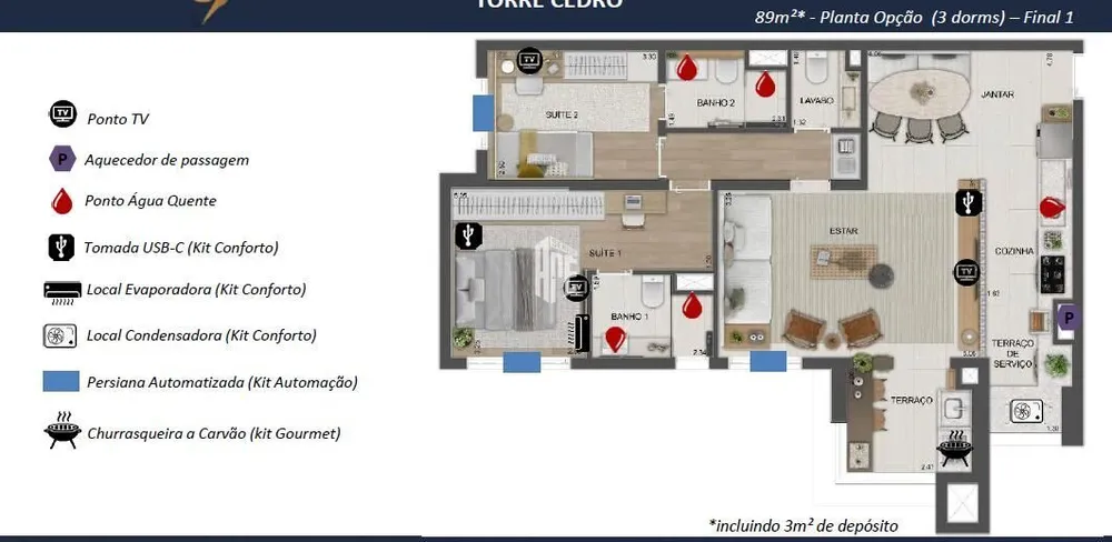 Apartamento, 2 quartos, 68 m² - Foto 3