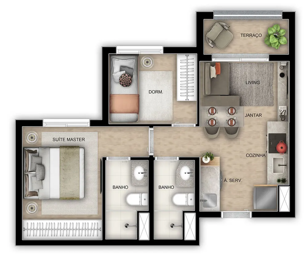 Apartamento, 2 quartos, 42 m² - Foto 2