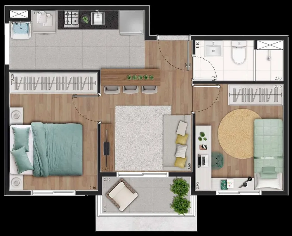 Apartamento, 3 quartos, 47 m² - Foto 3