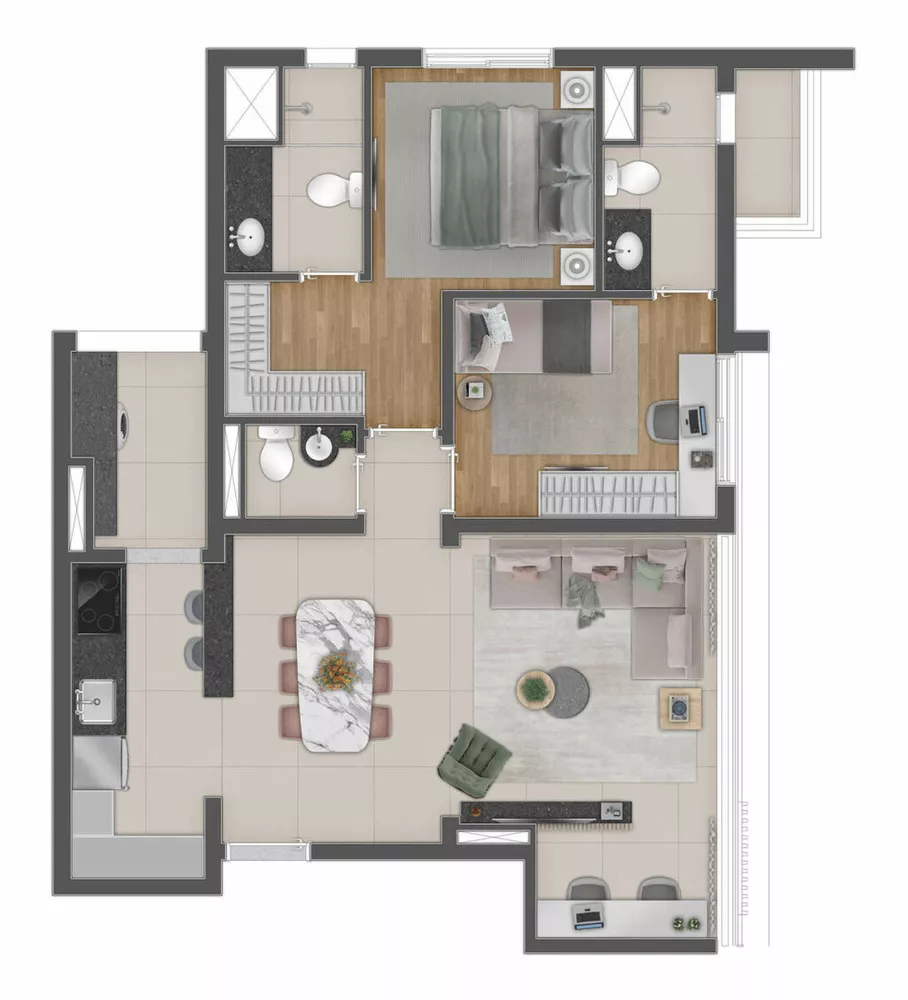 Apartamento, 3 quartos, 107 m² - Foto 1