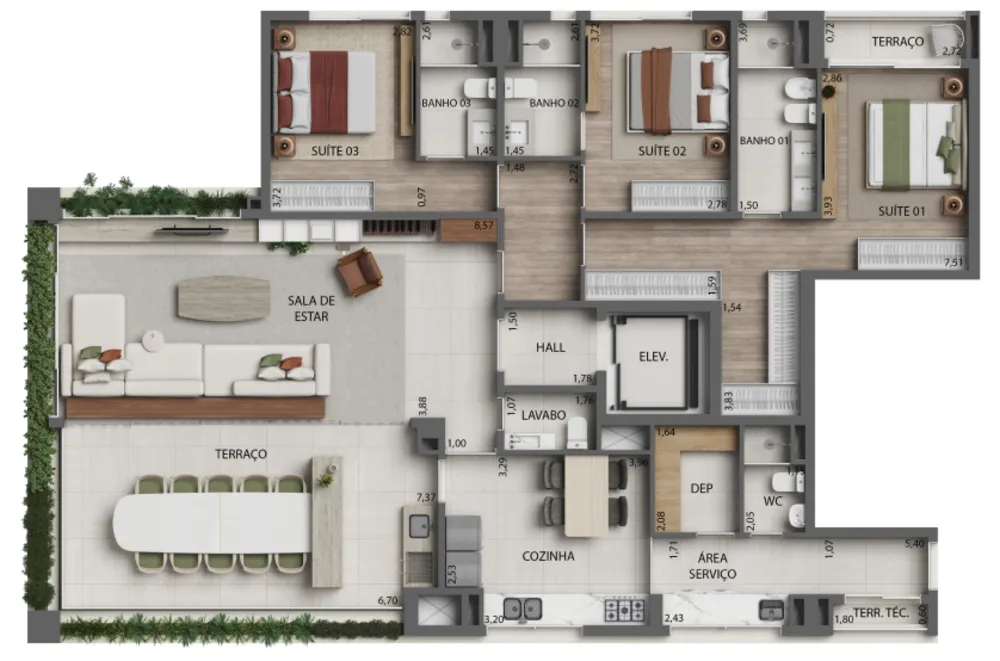 Cobertura, 3 quartos, 354 m² - Foto 2
