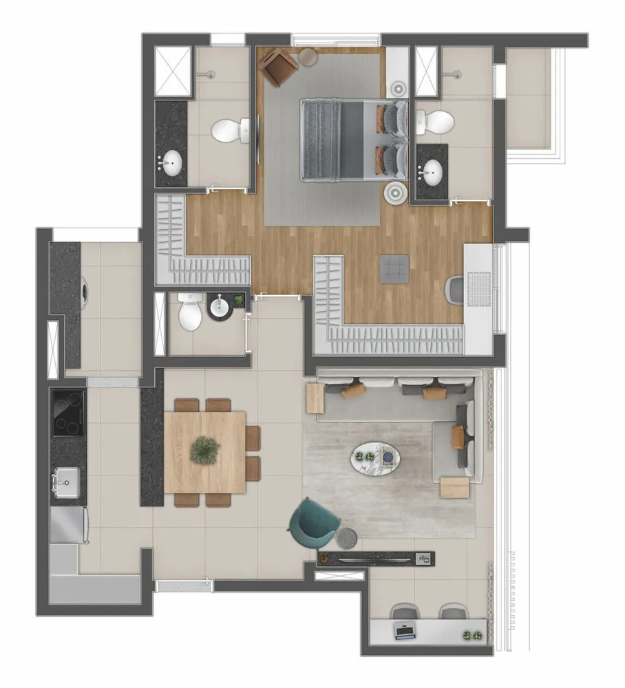 Apartamento, 2 quartos, 77 m² - Foto 3