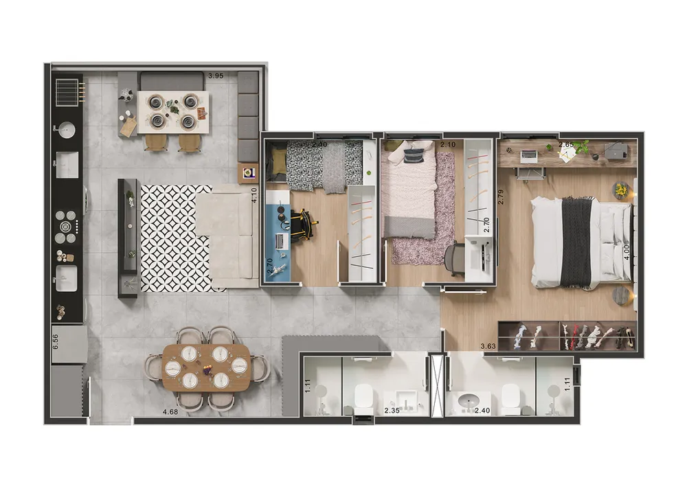 Apartamento, 3 quartos, 67 m² - Foto 3