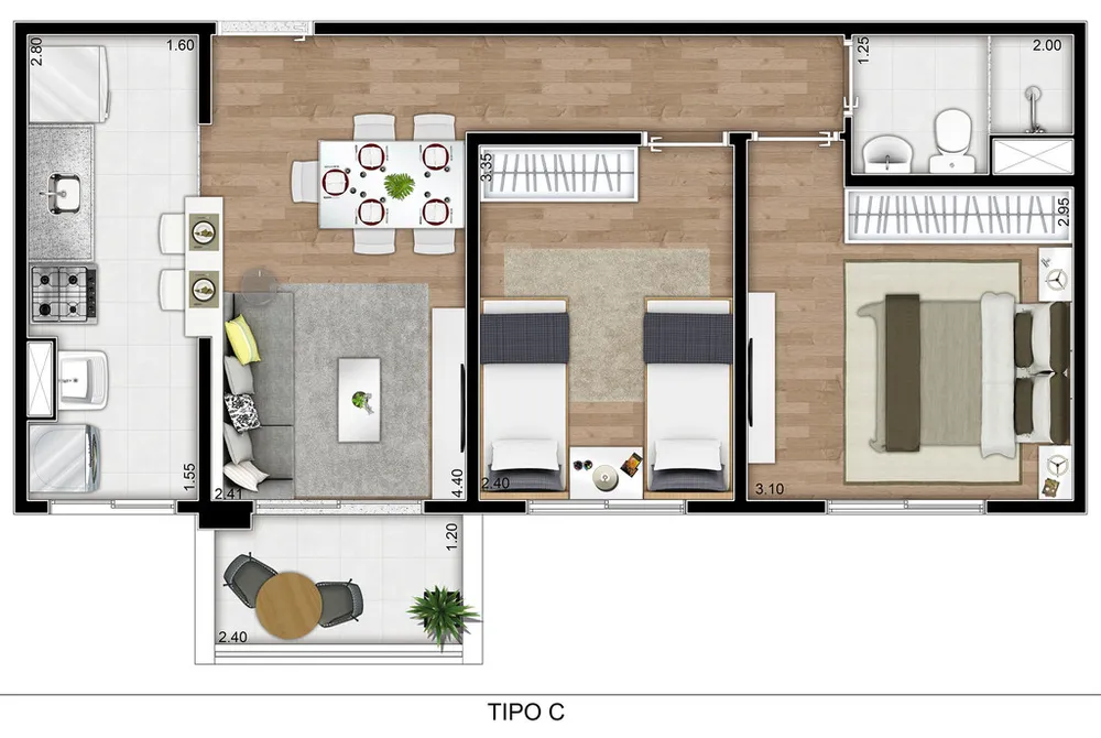 Apartamento, 2 quartos, 48 m² - Foto 1