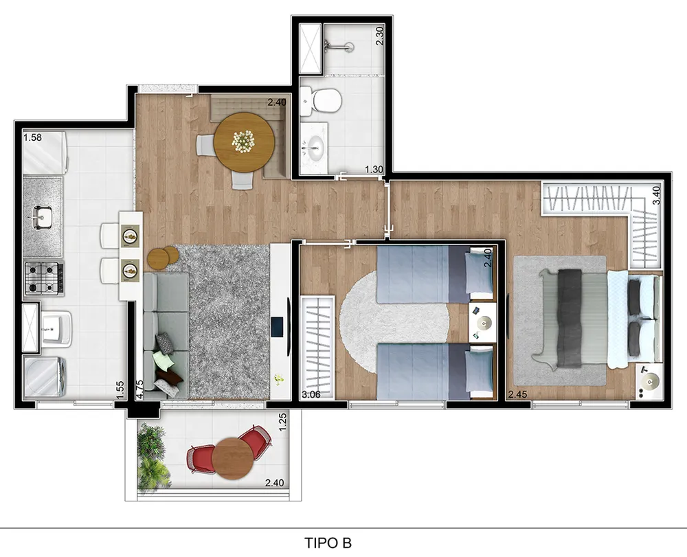 Apartamento, 2 quartos, 48 m² - Foto 2