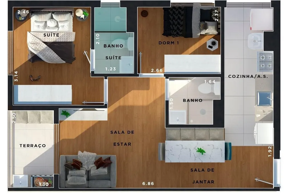 Apartamento, 2 quartos, 35 m² - Foto 2